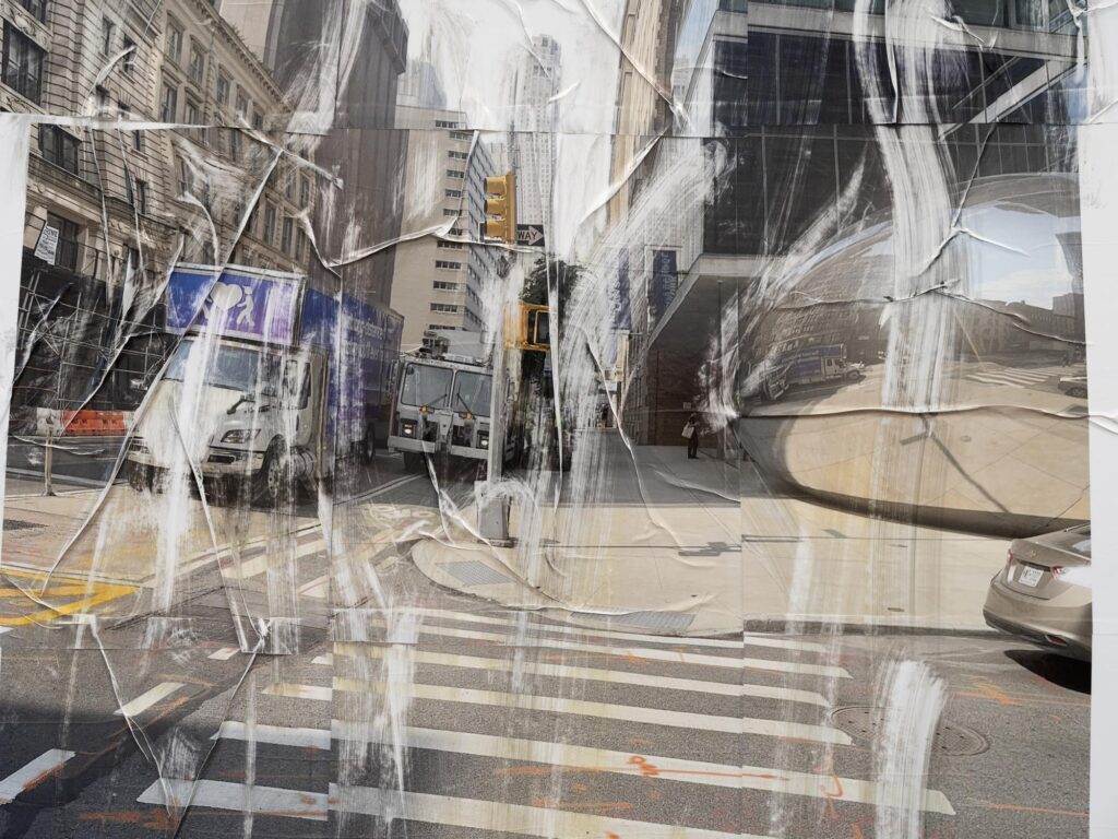 Win McCarthy’s “Day Residue at Church and Leonard (Crosswalk)” (detail), 2024, at Francis Irv.Credit...