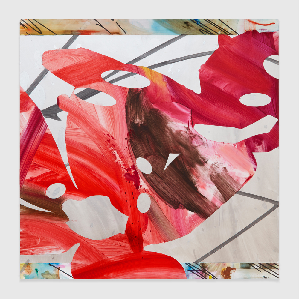 Violet Dennison, Jacob's Ladder Flowers, 2024. Graphite, acrylic and oil on primed linen, 54 × 54 in / 137,2 × 137,2 cm