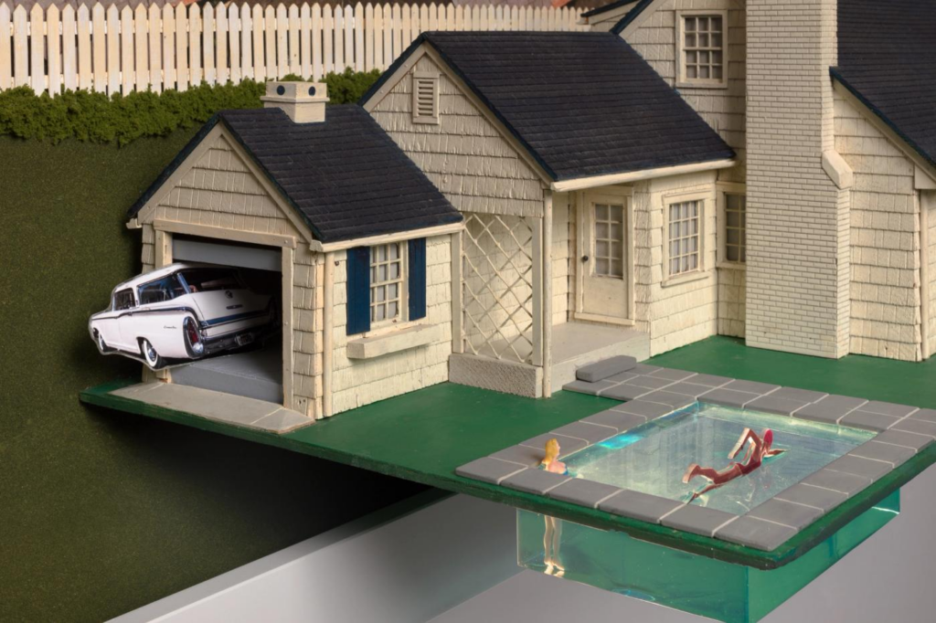 techniques and procedures intent upon obfuscation and illusionism: making miniatures appear plausibly “real,” exacerbating plastic’s sheen to seem untouchably clean and hermetic or fleshy and animate, stretching dolls’ inscrutable expressions to host profuse emotional cues, unsettling the narratological expectations of the domestic melodrama.